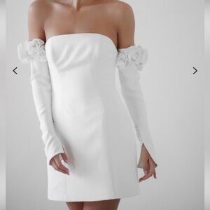NWT By Watters Marta Dress Roses with Detachable Sleeve Ivory Size 2